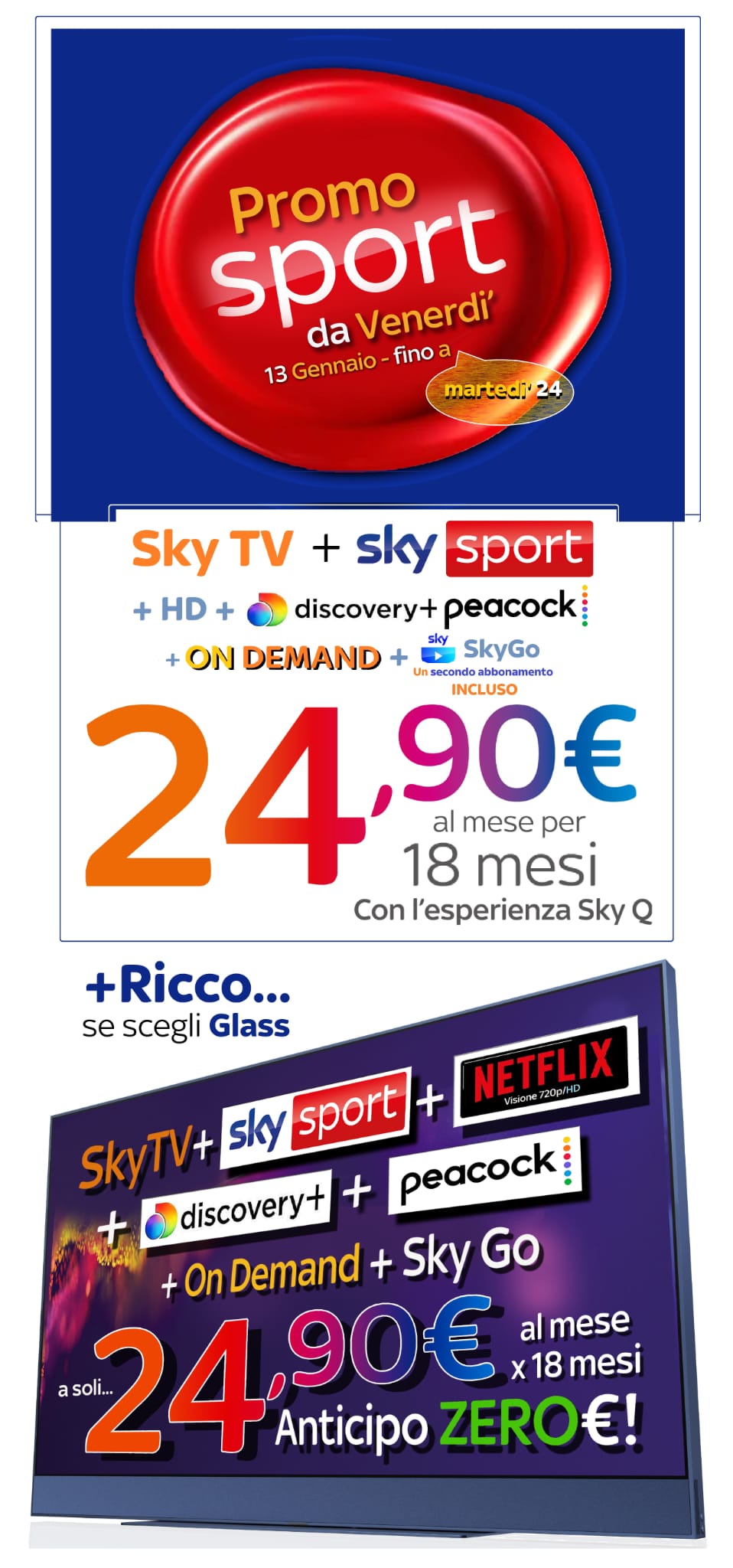 offerta sky tv con sport e sky glass